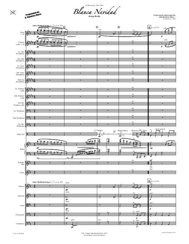 ᐅ Blanca Navidad para Orquesta y Coro estilo Jazz para descargar en PDF